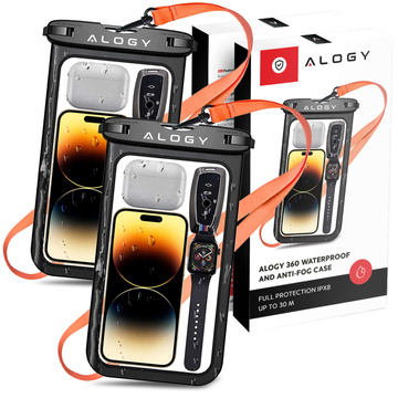 Alogy Etui wodoodporne Waterproof Case torba wodoszczelna uniwersalna IPX8 na telefon i akcesoria Czarne