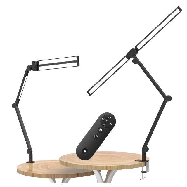 Lampa Biurkowa LED do Monitora ze Składaną Konstrukcją, z potrójnym oświetleniem, Regulowaną Jasnością, z Mocowaniem do Blatu, Ochrona Oczu, Alogy SmartDesk™ – Czarna