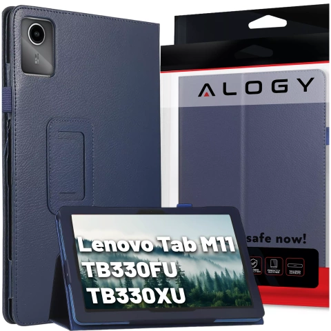 Etui do Lenovo Tab K11 / K11E 11” M11 10.95" TB330FU/TB330XU/TB331FC stojak pokrowiec obudowa z klapką na tablet Case Alogy Granatowe