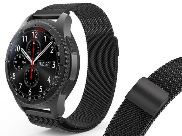 Bransoleta Milanese pasek Alogy stal nierdzewna do smartwatcha 22mm Czarny
