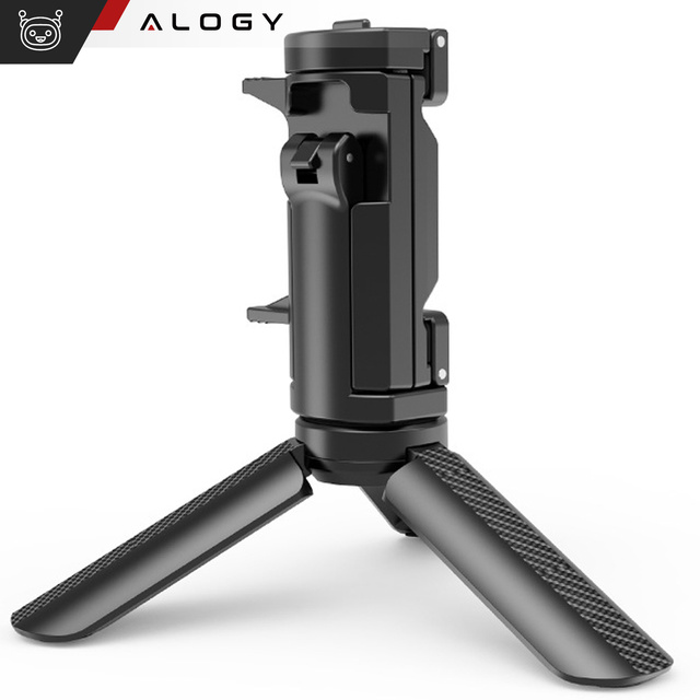 Alogy Uchwyt mini statyw na telefon aparat stojak podstawka regulowany obrotowy 360 Tripod selfie do zdjęć Czarny