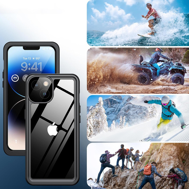 Alogy Etui do iPhone 14 wodoodporne pancerne 360 Case Hybrid ochrona aparatu obiektywów IP68 Waterproof czarne