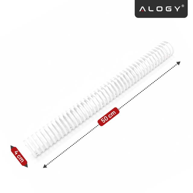 Sprężynowy organizer na kable pod biurko – elastyczna maskownica 50×4 cm, samoprzylepna, do porządkowania przewodów – Alogy CableStrip™ Biały