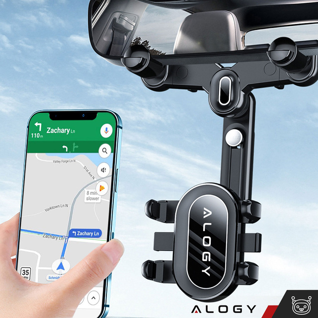Alogy Uchwyt samochodowy Mirror Car Holder do telefonu na lusterko wsteczne Czarny