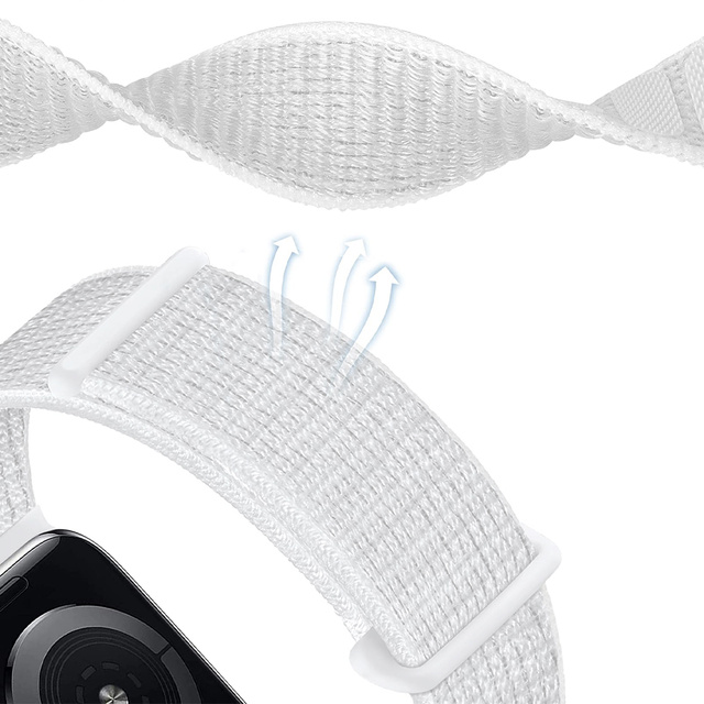 Alogy Nylon Strap Pasek z rzepem do Apple Watch 1/2/3/4/5/6/7/8/SE (38/40/41mm) Biały