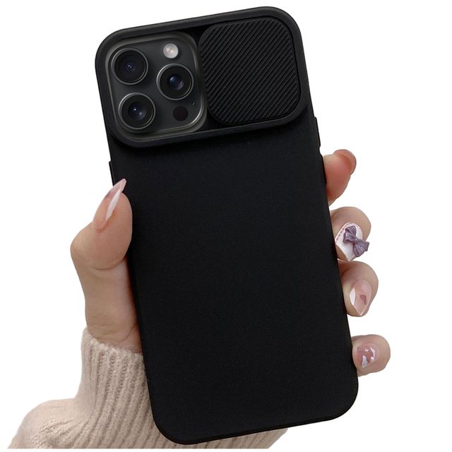Alogy Camshield Soft Matt Etui ochronne do Apple iPhone 15 Pro Max obudowa z osłoną na obiektyw aparat Slide Czarne
