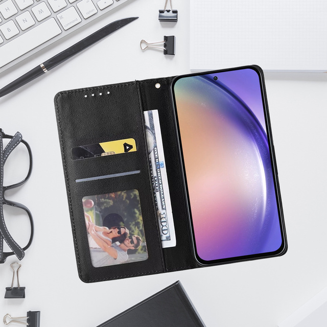 Alogy Etui ochronne z klapką skórzany portfel Wallet Case obudowa na telefon do Samsung Galaxy A34 Czarny