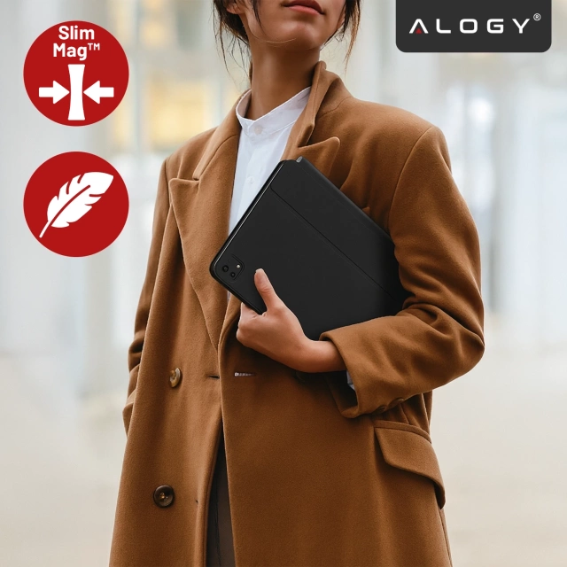 Etui z Klawiaturą do do Apple iPad Pro 11" 2021/2020 iPad Air 10.9" 2022/2020 iPad Air 11" 2024/2025 , Touchpad i Podświetlenie LED, Magnetyczne Mocowanie, Alogy MagnetKeyboard™ Case – Czarne