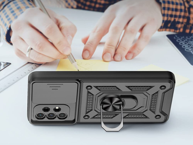 Alogy Camshield Stand Ring Etui obudowa z osłonką na aparat do Samsung Galaxy A32 4G Czarne