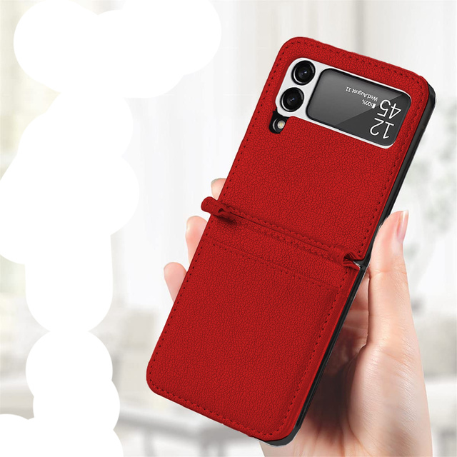 Alogy Etui na telefon z klapką portfel skórzane do Samsung Galaxy Z Flip 3 5G Czerwone