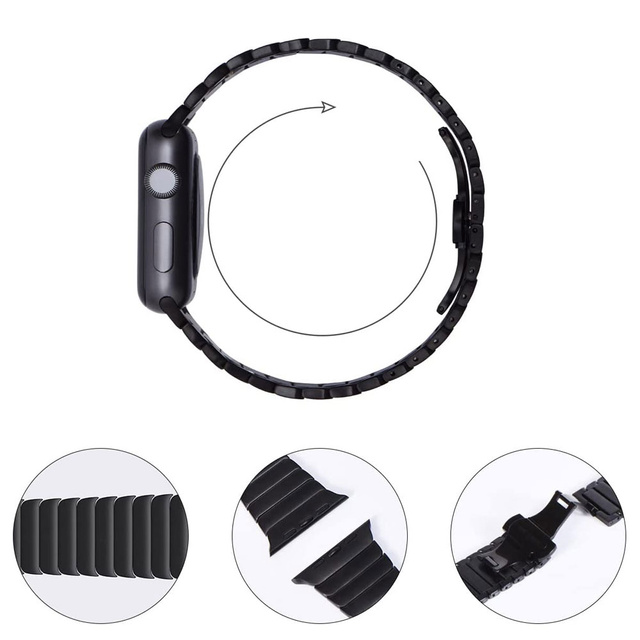 Alogy Bransoleta do smartwatcha Stainless Steel do Apple Watch 1/2/3/4/5/6/7/8/SE 38/40/41mm Czarna