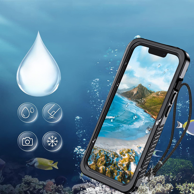 Alogy Etui do iPhone 14 wodoodporne pancerne 360 Case Hybrid ochrona aparatu obiektywów IP68 Waterproof czarne