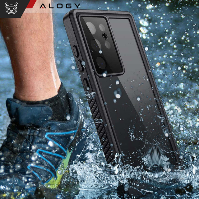 Alogy Etui wodoodporne do Samsung Galaxy S22 Ultra 360 Pancerne Armor IP68 ze smyczką Czarne