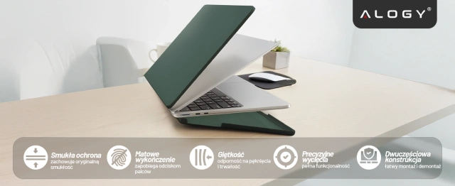 Etui do Apple Macbook Air 13.6 2022-2025 (M2/M3/M4) – elastyczna, matowa obudowa ochronna, lekka i odporna – Alogy AirGuard™ Zielony