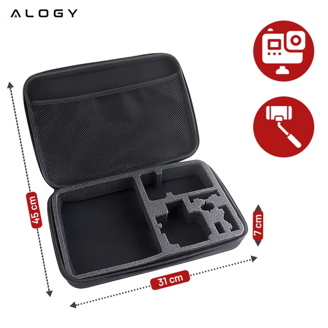 Zestaw Akcesoriów do GoPro Hero 13 12 11 10 9 8 7 6 kamerki sportowej zestaw mocowań Alogy ActionKit™ XXL 58w1 z Etui pokrowcem Walizką