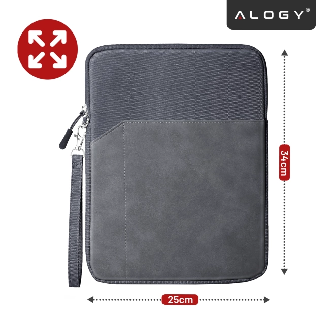 Torba Wsuwka Uniwersalna na tablet laptop 12–13" z Smyczką i Kieszonką, Ochronna, Wodoodporna, Miękkie Wnętrze Alogy SleeveBag™ – Etui do MacBook, iPad, Samsung, Lenovo, Xiaomi, Szary