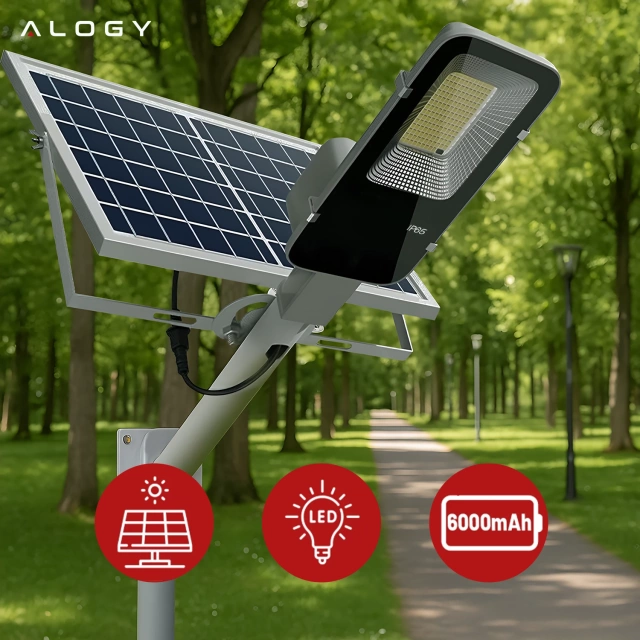 Lampa solarna Uliczna LED wodoodporna IP65 ścienna Alogy SolarBright 6000mAh do domu elewacyjna światło