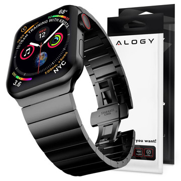  Alogy Stainless Steel Bransoleta do Apple Watch 42/44/45/49mm Czarna