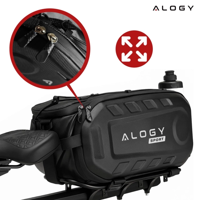 Torba sakwa rowerowa na bagażnik 17l kufer tylna wodoodporna czarna Alogy Sport RoadGear™ Czarna