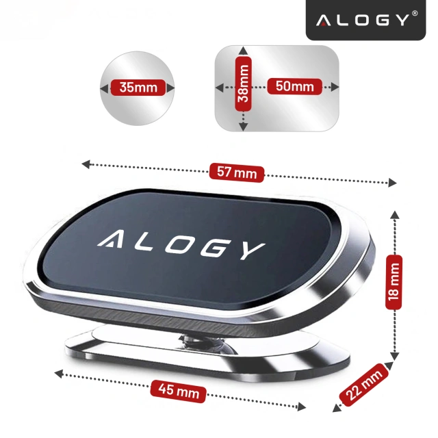 Uchwyt magnetyczny samochodowy Alogy do auta uniwersalny do telefonu na kokpit do deski Srebrny