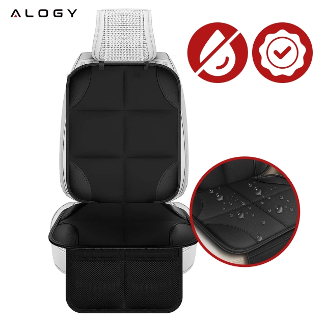 Mata ochronna na pojedynczy fotel Alogy SeatShield™ Podkładka pod fotelik Samochodowy dla dziecka Ochraniacz do Auta Czarna