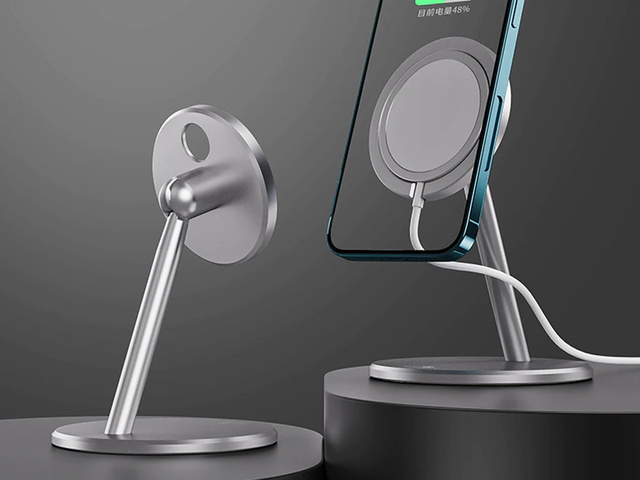 Alogy Uchwyt podstawka do iPhone 12 do ładowarki Qi MagSafe Srebrny