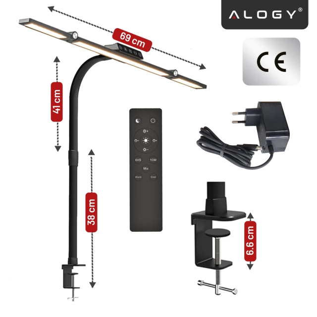  Lampa Biurkowa LED Kreślarska do Monitora ze Składaną Konstrukcją, Regulowaną Jasnością i Pełnym Spektrum Światła, z Mocowaniem do Blatu, Ochrona Oczu, Alogy DeskPro™