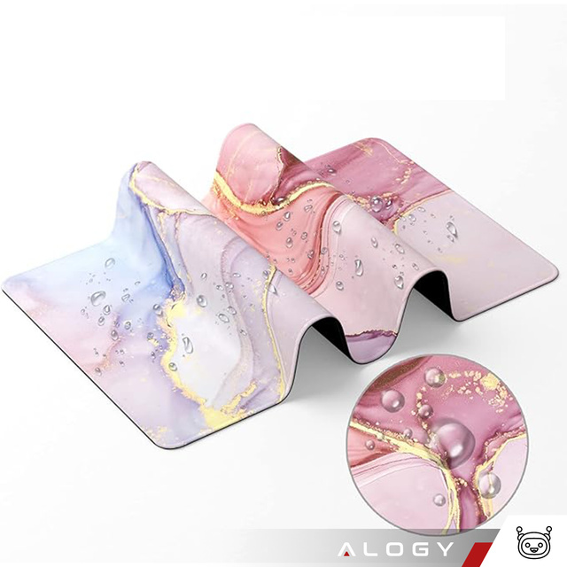 Mata na biurko antypoślizgowa podkładka pod mysz Alogy gamingowa xxl 88x40 Marble Pink Różowa