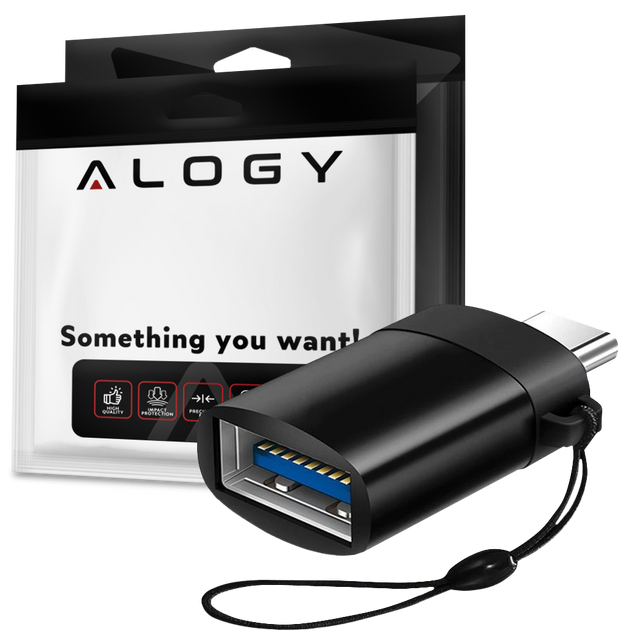  Alogy Adapter przejściówka konwerter USB-A do USB-C 3.0 Czarny