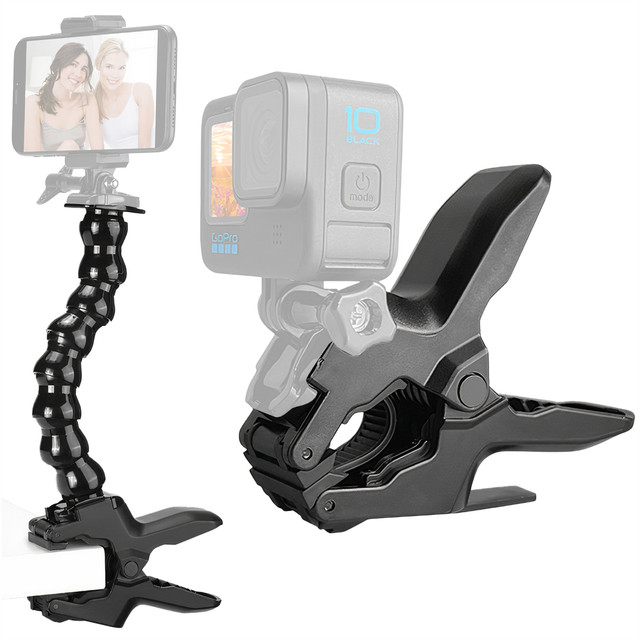 Alogy 2w1 Uchwyt do GoPro do Blatu biurka poręczy roweru Mocowanie do kamerki sportowej telefonu Czarny
