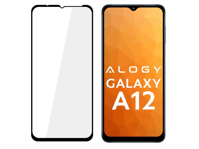 Alogy Szkło na ekran Full Glue case friendly do Samsung Galaxy A12 Czarne