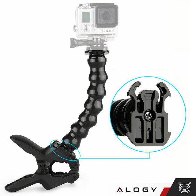 Alogy 2w1 Uchwyt do GoPro do Blatu biurka poręczy roweru Mocowanie do kamerki sportowej telefonu Czarny