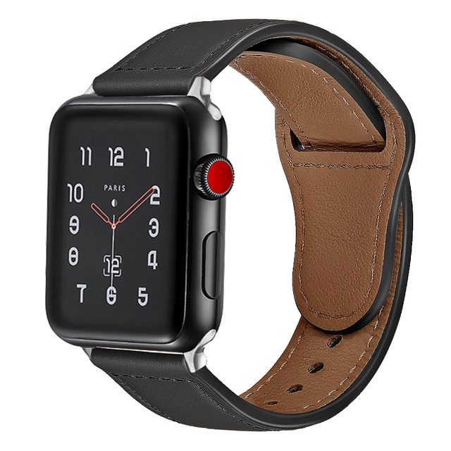 Alogy Elegancki pasek skórzany Leather Strap Band do Apple Watch 4/5/6/7/8/SE/ULTRA (42/44/45/49mm) Black