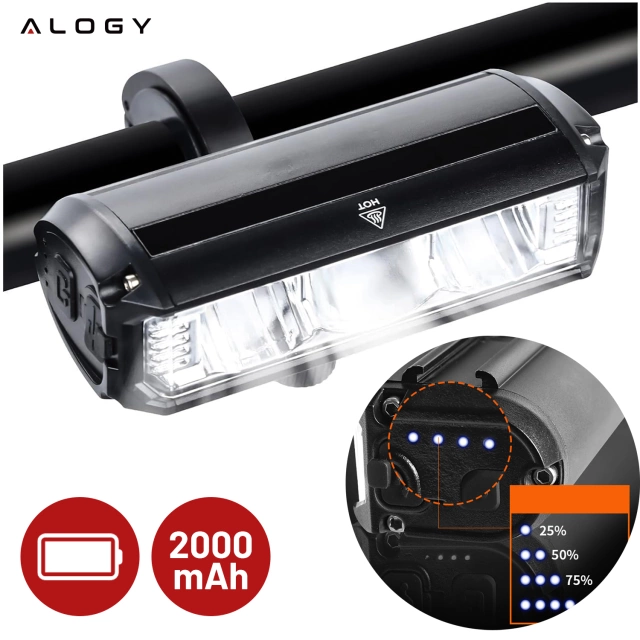 Alogy 610 Lampka rowerowa przednia halogen LED światło oświetlenie roweru na przód rower kierownicę Mocna 900lm czarna