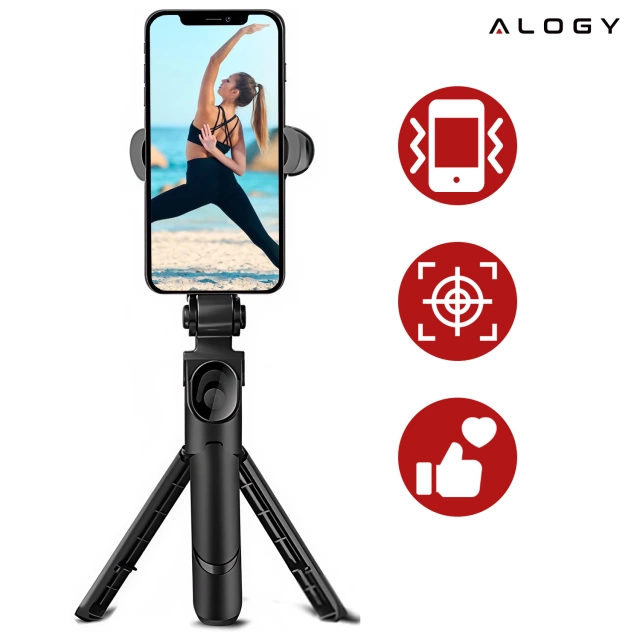 Selfie stick Alogy Tripod Stand Uchwyt ze statywem na telefon z pilotem Bluetooth Czarny
