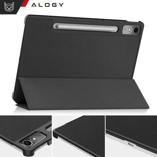 Etui ochronne do Lenovo Tab P12 12.7 TB-370 obudowa na tablet Alogy Book Cover Case Czarne + szkło