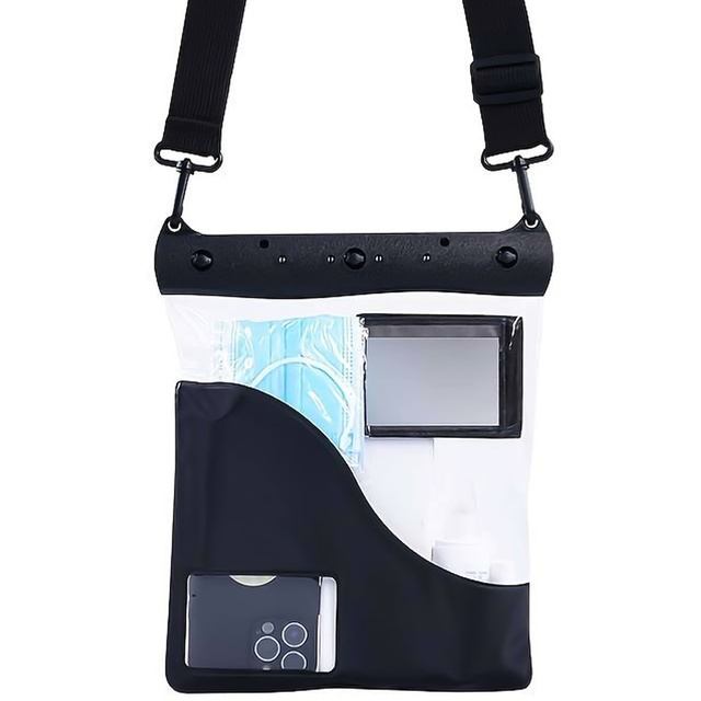 Alogy Etui wodoodporne duże Waterproof Case torba z paskiem na ramię uniwersalna na telefon tablet dokumenty 23x25 cm Czarne