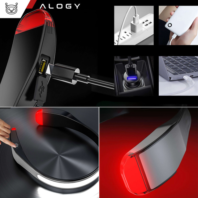 Alogy Lampka czołowa Czołówka latarka na czoło głowę LED COB USB-C Type C 3 Tryby świecenia IPX4