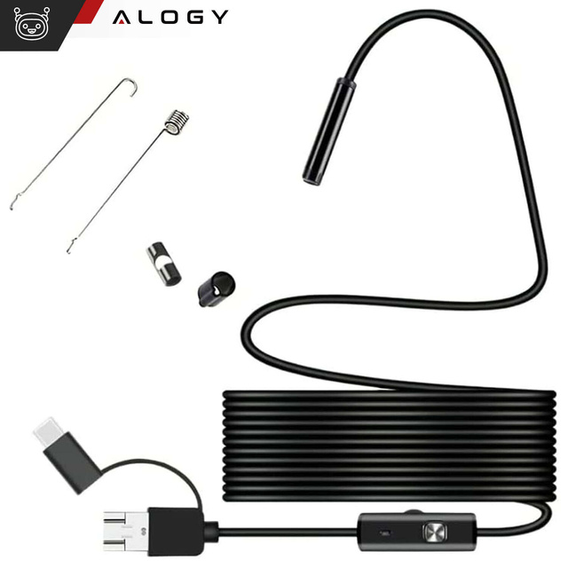 Alogy Hard Wire Kamera inspekcyjna endoskopowa micro USB + USB-C + USB Full HD 5m 8mm Endoskop