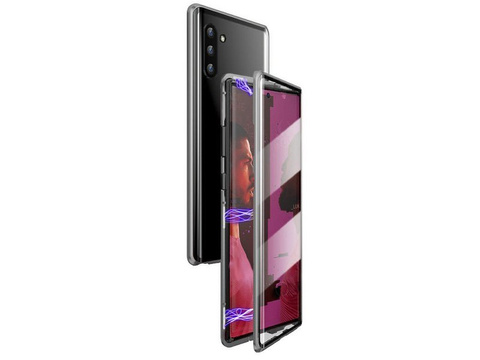 Etui na telefon magnetyczne Dr.Fit szklane do Galaxy Note 10 Srebrne