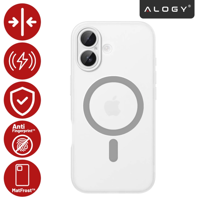 Etui do Apple iPhone 17 – matowa obudowa do MagSafe z ochroną obiektywu, smukłe i odporne na zarysowania, idealne dopasowanie – Alogy Skinny MatteCase™ Białe