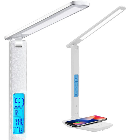 Alogy Lampa biurkowa LED ładowarka indukcyjna Qi 10W z wyświetlaczem Biała