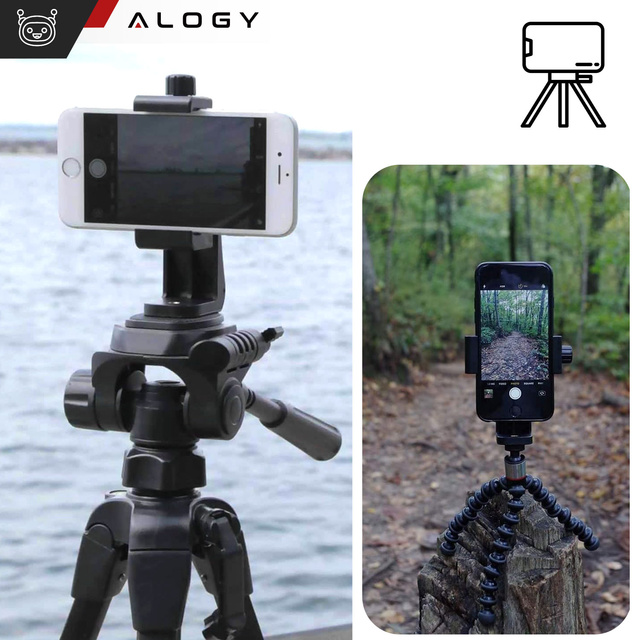 Alogy Uchwyt mocowanie adapter 360 na telefon do statywu selfie stick 1/4 czarny