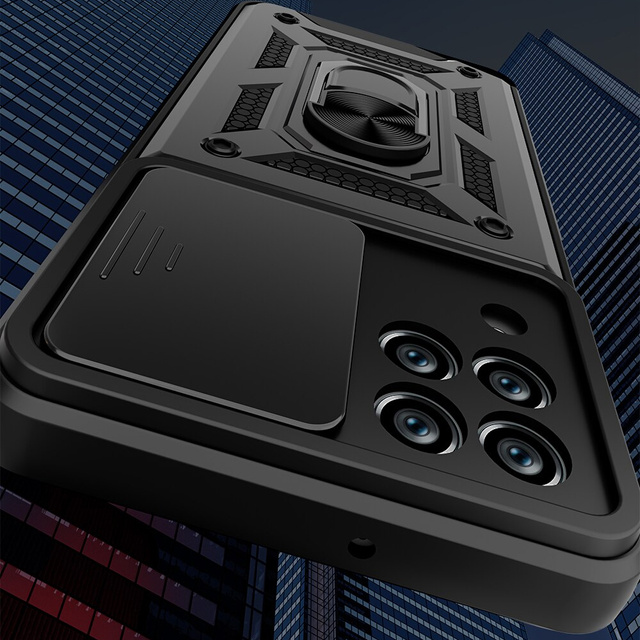 Alogy Etui na telefon obudowa z osłoną aparatu Camshield Stand Ring do Samsung Galaxy M53 5G czarne