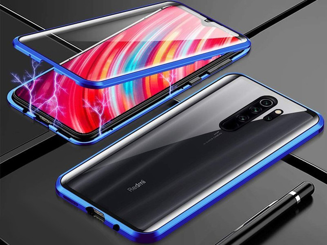 Etui na telefon magnetyczne Dr.Fit szklane do Redmi Note 8 Pro Niebieskie