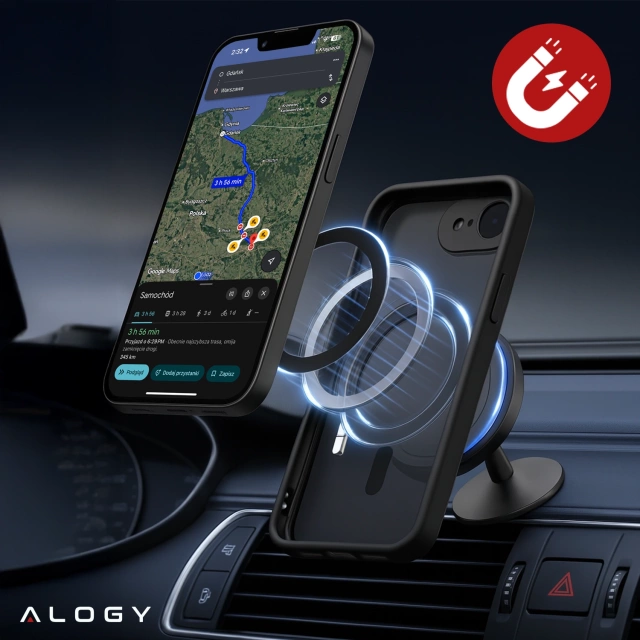Etui do Apple iPhone 16e obudowa ochronna na telefon Alogy Matte HybridMag™️ Case do MagSafe Matowe Czarne