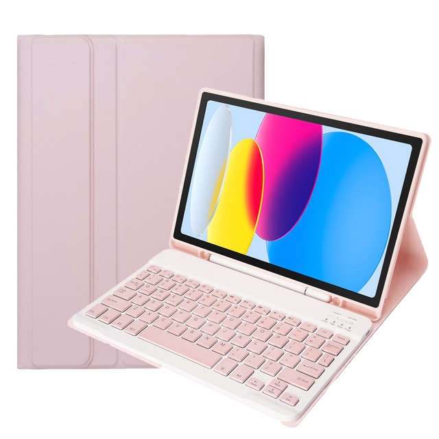Etui ochronne z klawiatura bezprzewodowa Alogy Keyboard Case z miejscem na rysik do Apple iPad 11 gen. (2025) / 10 gen. (2022)  Różowe + Szkło