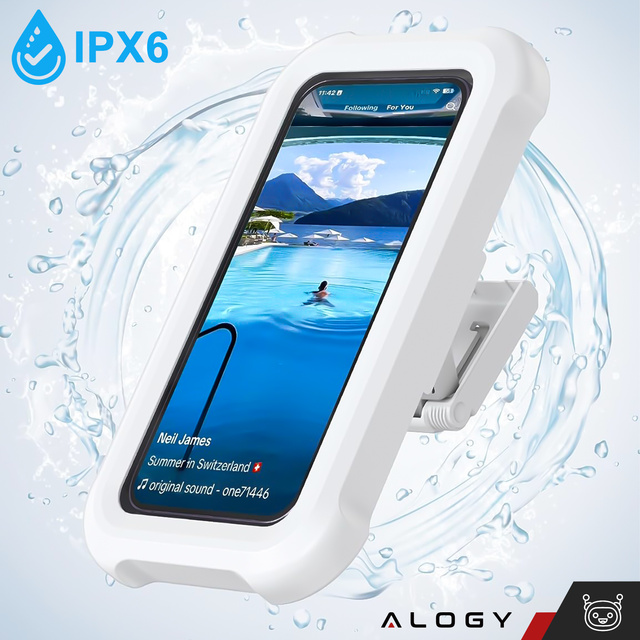 Alogy Waterproof Case Etui wodoodporne na telefon 4-7" pod prysznic Uchwyt futerał podstawka Białe