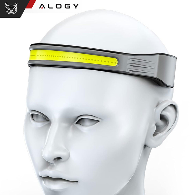 2x Alogy Lampka czołowa Czołówka latarka na czoło głowę LED COB USB-C Type C 3 Tryby świecenia IPX4