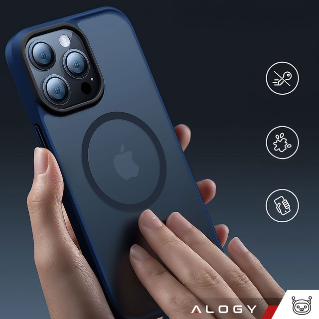 Alogy Etui ochronne do iPhone 14 Pro Max Ring Case obudowa na telefon do MagSafe Granatowe